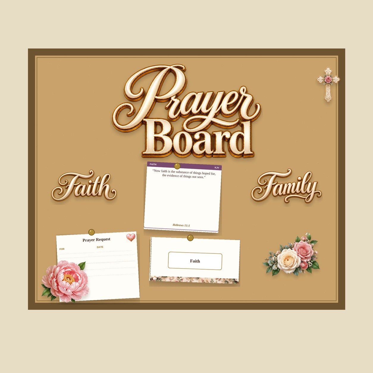 2027 Prayer Board Kit | Printable Prayer Vision Board Kit | Prayer Envelopes, Scripture Cards, Prayer Request Cards, Headers