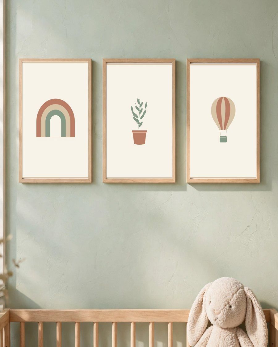 Montessori Nursery Wall Art Set of 8, Sage Green Japandi Prints, Gender Neutral Nursery Decor, Minimalist Printable Art, Digital Download